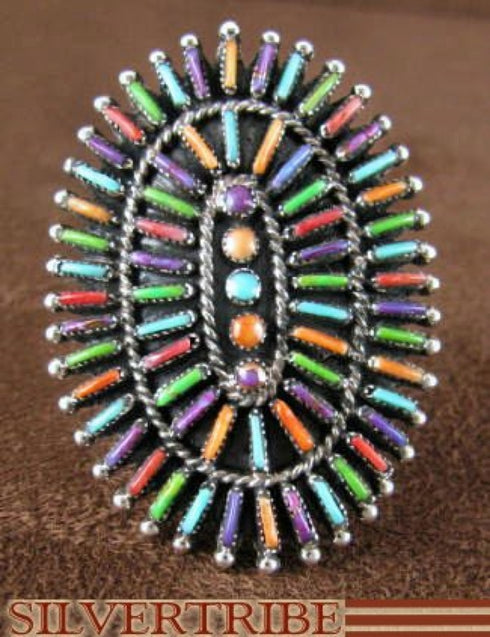 Silver Jewelry Turquoise And Multicolor Ring Size 5-1/2 RS36086